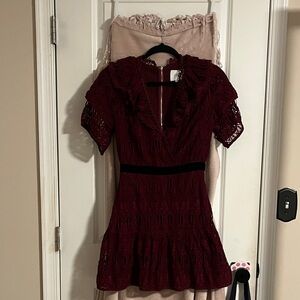 J.O.A. Burgundy Lace Mini Dress